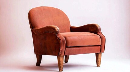 Worn leather armchair