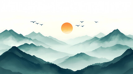 Fototapeta premium Majestic Mountain Range at Sunrise