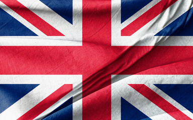United Kingdom Flag with Folded Fabric Texture and Vibrant Colors