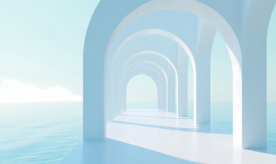 Fototapeta premium Minimalist Archway Pathway Over the Ocean