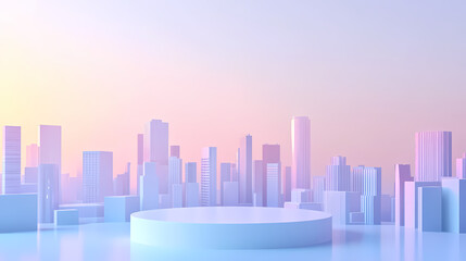 Obraz premium Pastel Cityscape Minimalist Scene