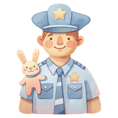 Obraz premium Children's Dreams Concept, A whimsical depiction of a compassionate law enforcement character, emphasizing kindness and playfulness.