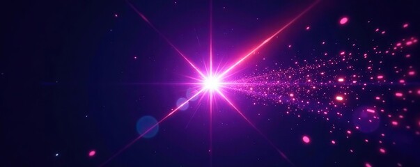Bright star exploding in purple light streaks on black background, Abstract,  purple