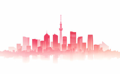Fototapeta premium Pink Tokyo Skyline Silhouette