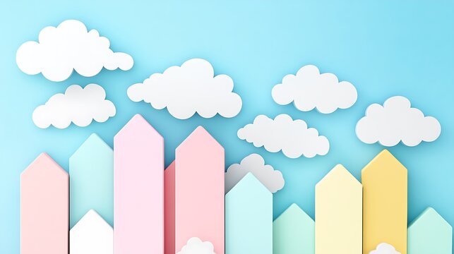 Pastel Cityscape with Clouds, and Sky.