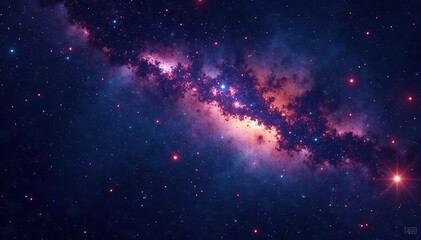 Naklejka premium Cosmic background with shining stars and constellations in a dark infinite universe, featuring stardust nebulae in stunning 3D render, universe, stars