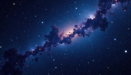 Fototapeta premium Cosmic background with stars and galaxies in a dark infinite universe, featuring shining stars, constellations, stellar space, and stardust nebulae 3D render, space, shining