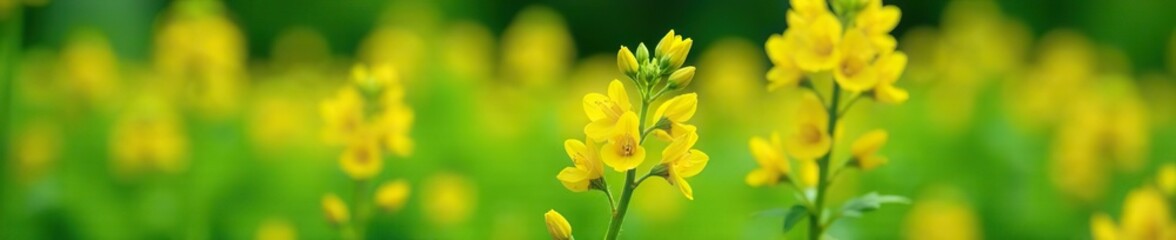 Fototapeta premium Close up of vibrant yellow Mullein flowers blooming in a lush green garden, floral, plant
