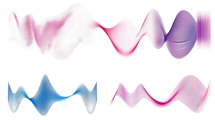 Colorful Sound Wave Visualization with Gradient and Data Points isolated on white background
