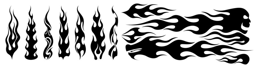 Tribal black fire flames tattoo design. Silhouette flame vector illustration © Yuhan_0001