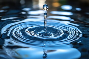 Water Droplet Splashing into Rippling Surface in a Calm Natural Setting