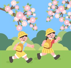 봄 소풍 일러스트