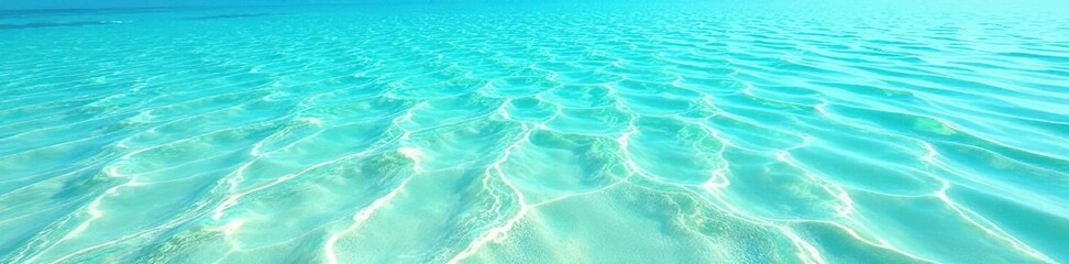 Crystal clear shallow sea water with sunlight shining through, creating a beautiful blue and green pattern on the sandy ocean floor,  crystal clear,  background