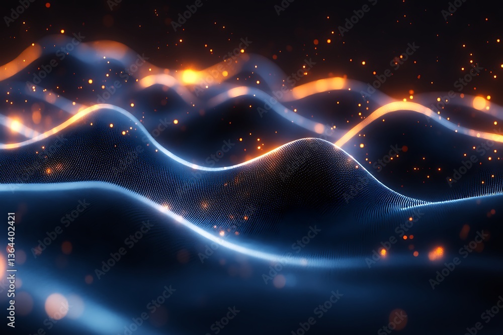 Poster a luminous blue grid design creating a high-tech, digital effect.