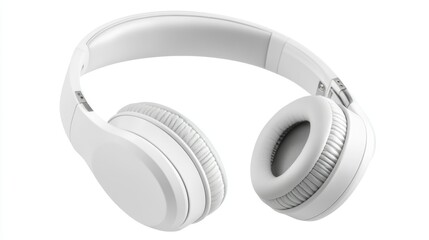  Sleek White Over Ear Headphones with Minimalist Design Isolated on White Background