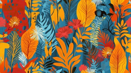 Vibrant jungle floral pattern