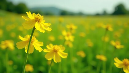 Fototapeta premium Close-up of yellow mullein flowers blooming in a field, wild, nature