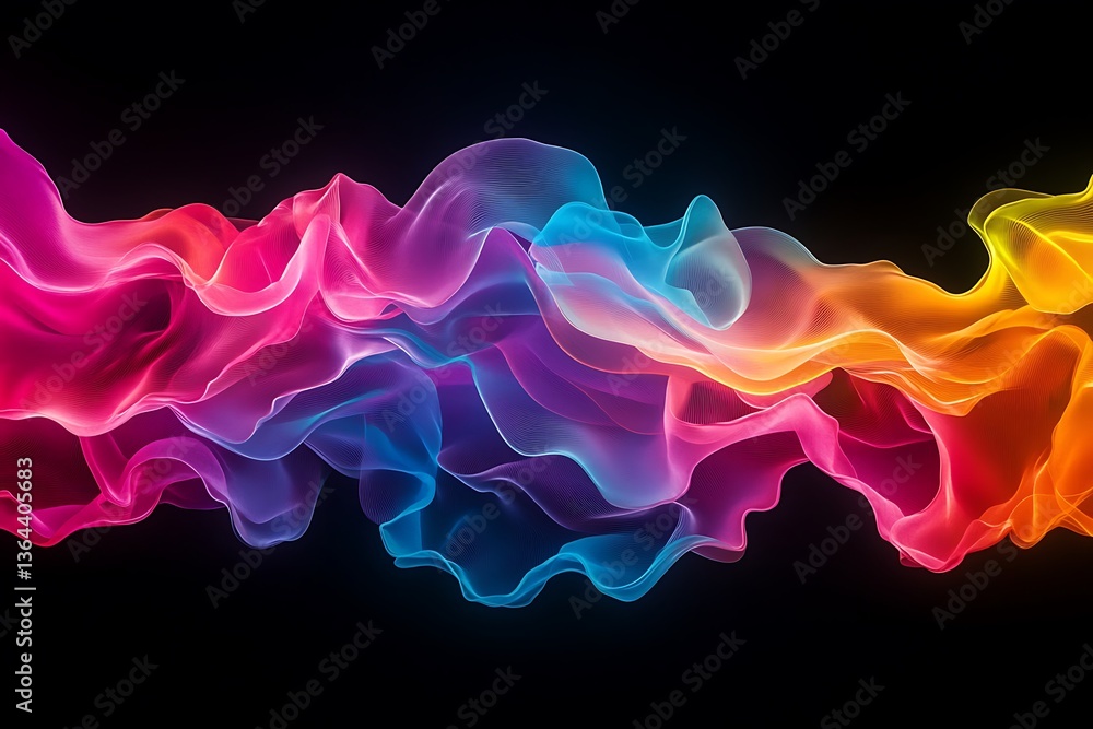 Poster a futuristic scene with shifting neon gradients creating an ethereal glow.