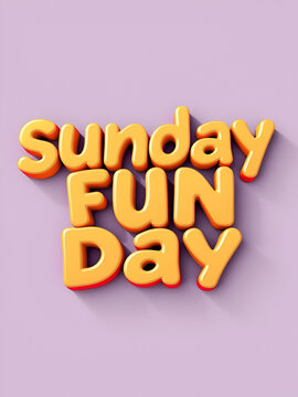 simple editable vector 3d text effect, Sunday fun day font design