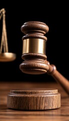 Justice Gavel on Wooden Table