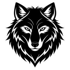 Black Wolf Head Silhouette Vector Illustration. Fierce and Wild Canine Design, Perfect for Logos, Tattoos, Stickers, Emblems, and Minimalist Wildlife Graphic Art on White Background