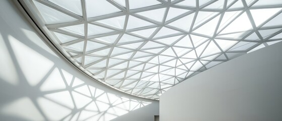Geometric Skylight: Modern Architectural Design with Triangular Pattern Ceiling