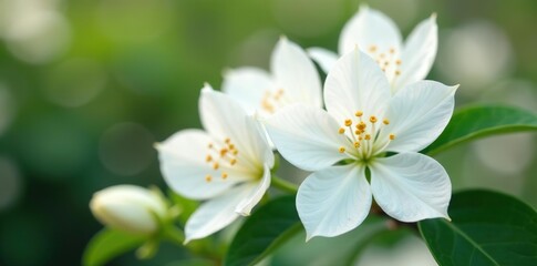 Fototapeta premium Close-up shot of beautiful white flowers of bougainvillea spectabilis, the city flower of Shenzhen, China, with vibrant colors and unique texture, vibrant colors, unique texture
