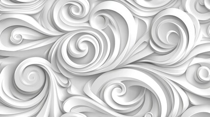 3D Swirls Abstract White Paper Cut Waves, texture , background