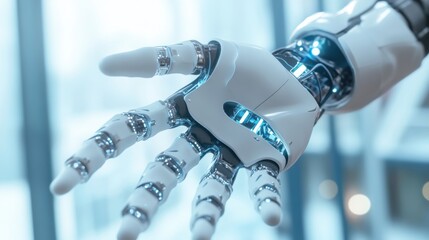 A person using a robotic exoskeleton for rehabilitation, medical clinic with exoskeleton assisting movement during physical therapy, High-tech style