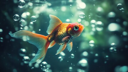 Goldfish Aquarium Bubbles Underwater Pet Fish.