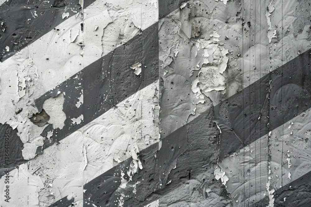 Poster High Resolution Picture of a Close Up of a Building with a Pattern of Gray and White Paint