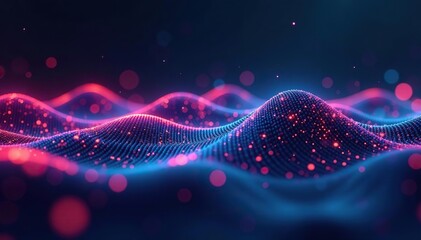 Fototapeta premium Futuristic 3D render of sound wave visualization with high tech flow line waves, abstract background, music audio frequencies, background, 3D render