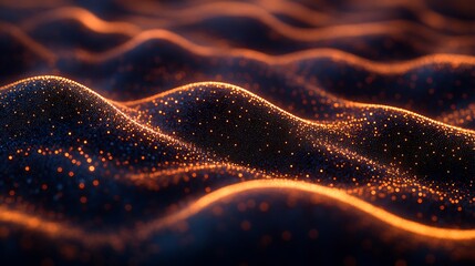 Illuminated wave patterns of light and dark particles forming abstract textures