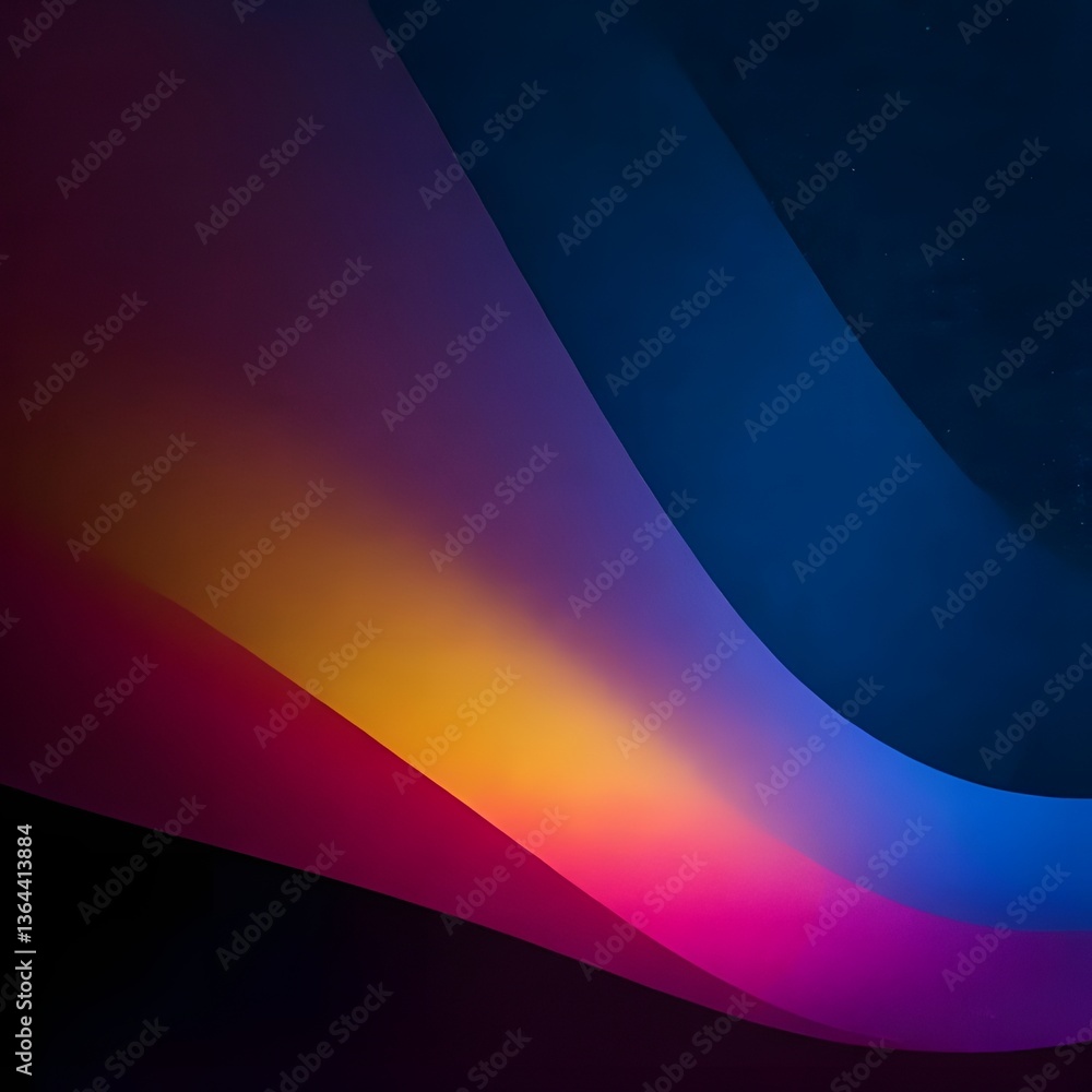 Poster abstract gradient background with vibrant neon colors blending in smooth curves on a dark backdrop