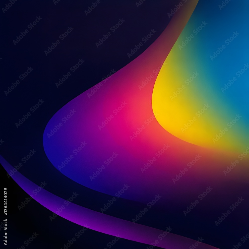 Aufkleber abstract gradient background with vibrant neon colors blending in smooth curves on a dark backdrop