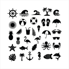 Summer Svg Bundle, Palm Tree Clipart Svg, Ocean Life Svg, Tropical Designs