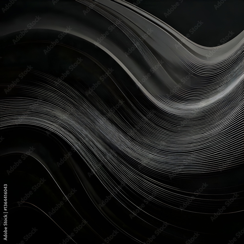 Poster dynamic black and white abstract waves with flowing energy and texture