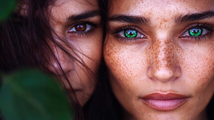 Close-up faces of two women