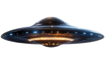UFO flying saucer with transparent background, PNG file of alien spacecraft