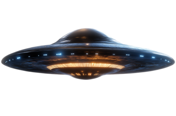 UFO flying saucer with transparent background, PNG file of alien spacecraft
