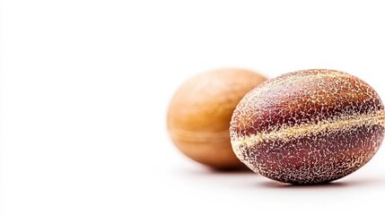 Close-up of seeds on white background