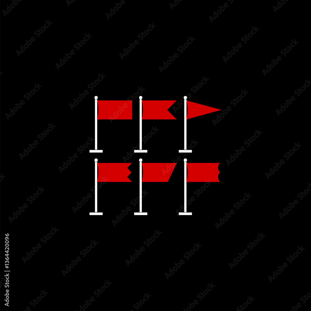 Poster set of simple flag icons isolated on black background