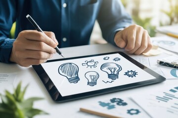 Brainstorming Ideas: Digital Sketches on Tablet