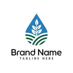 water and plantation Farm Logo Design Illustrations