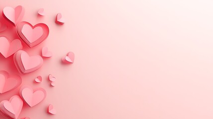 Pink paper hearts with romantic background. (1)