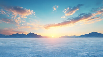 Fototapeta premium Winter Sunrise Over Snowy Mountains