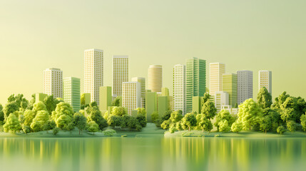 Fototapeta premium Sustainable Urban Landscape in a Calm Morning Light