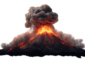 Volcano erupting, transparent background, PNG