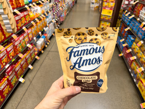 Bag of Famous Amos chocolate chip cookies.