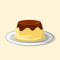 Sweet pudding dessert with caramel sauce on top